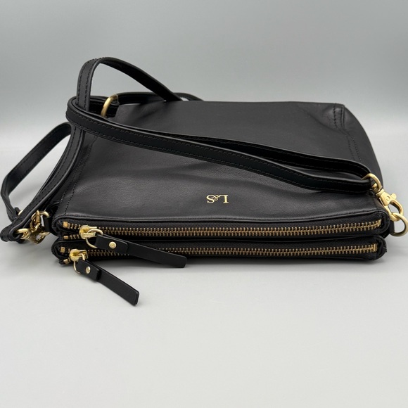 EUC Lo & Sons Pearl Convertible Crossbody Purse, in Black Nappa Leather - Picture 8 of 16